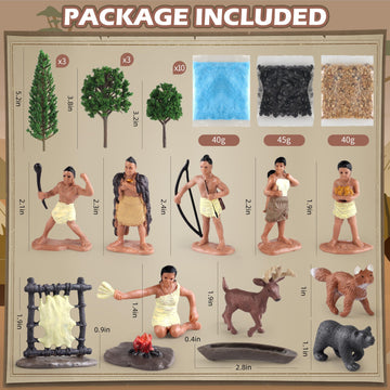 Powhatan Indians, Powhatan Native American Figurines Set, Figurine Includes Powhatan Indian Figurines, Chief, Campfire, Trees, F
