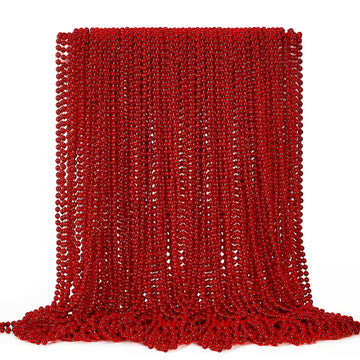 EOBOH 72PCS Bead Necklace, Red Christmas Bead Stuff Party Favors, 33'' Necklaces Festival Parade Throw Accessories for Wedding B