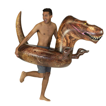 Poolcandy Inflatable T-Rex Dinosaur 48' Swim Ring. Perfect For Adults, Teens & Kids. Gigantic Deluxe Swimming Pool, Lake And River Toy.