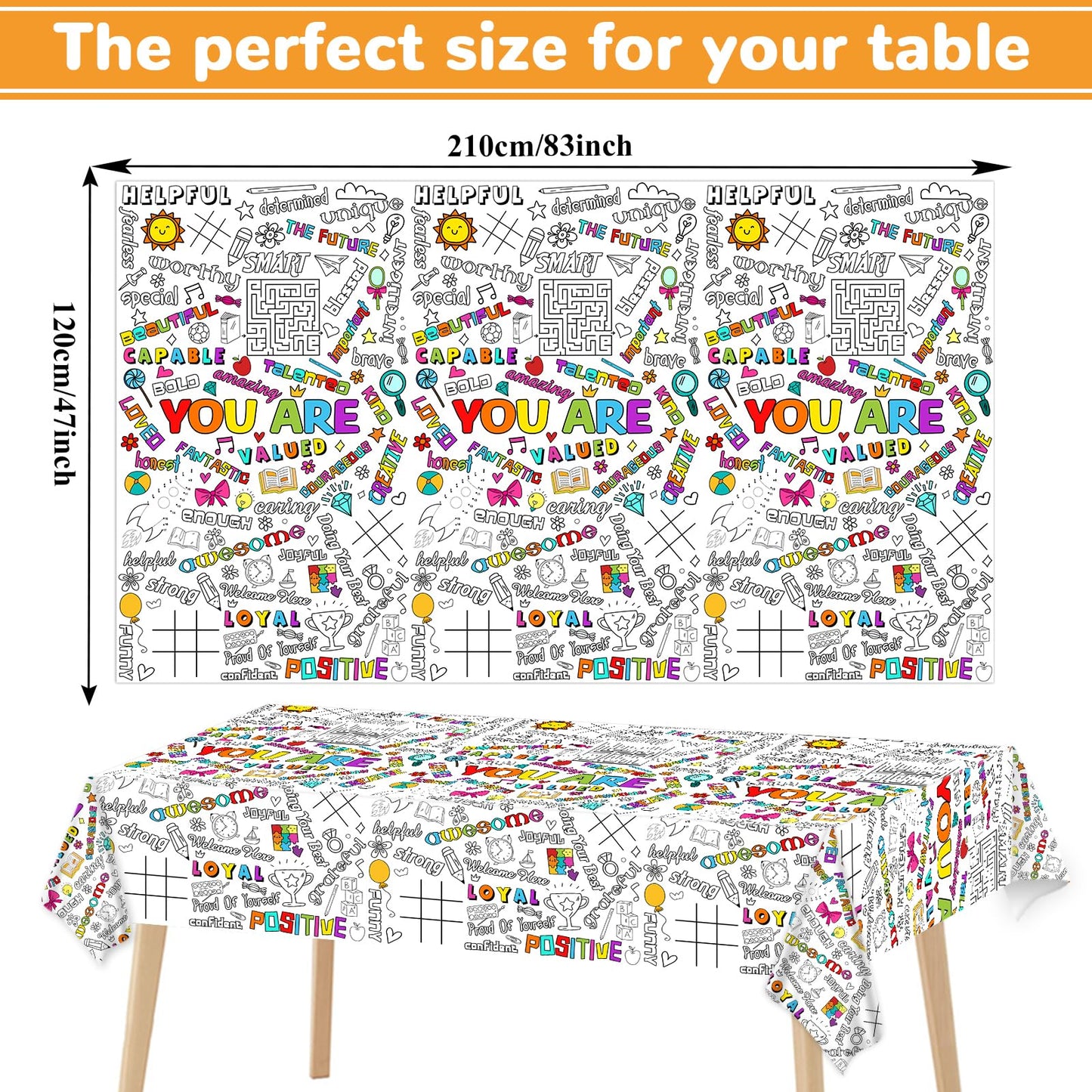 Qyeahkj Giant Coloring Poster For Kids Positive Affirmations Large Coloring Tablecloth Jumbo Diy Inspirational Wall Coloring Dec