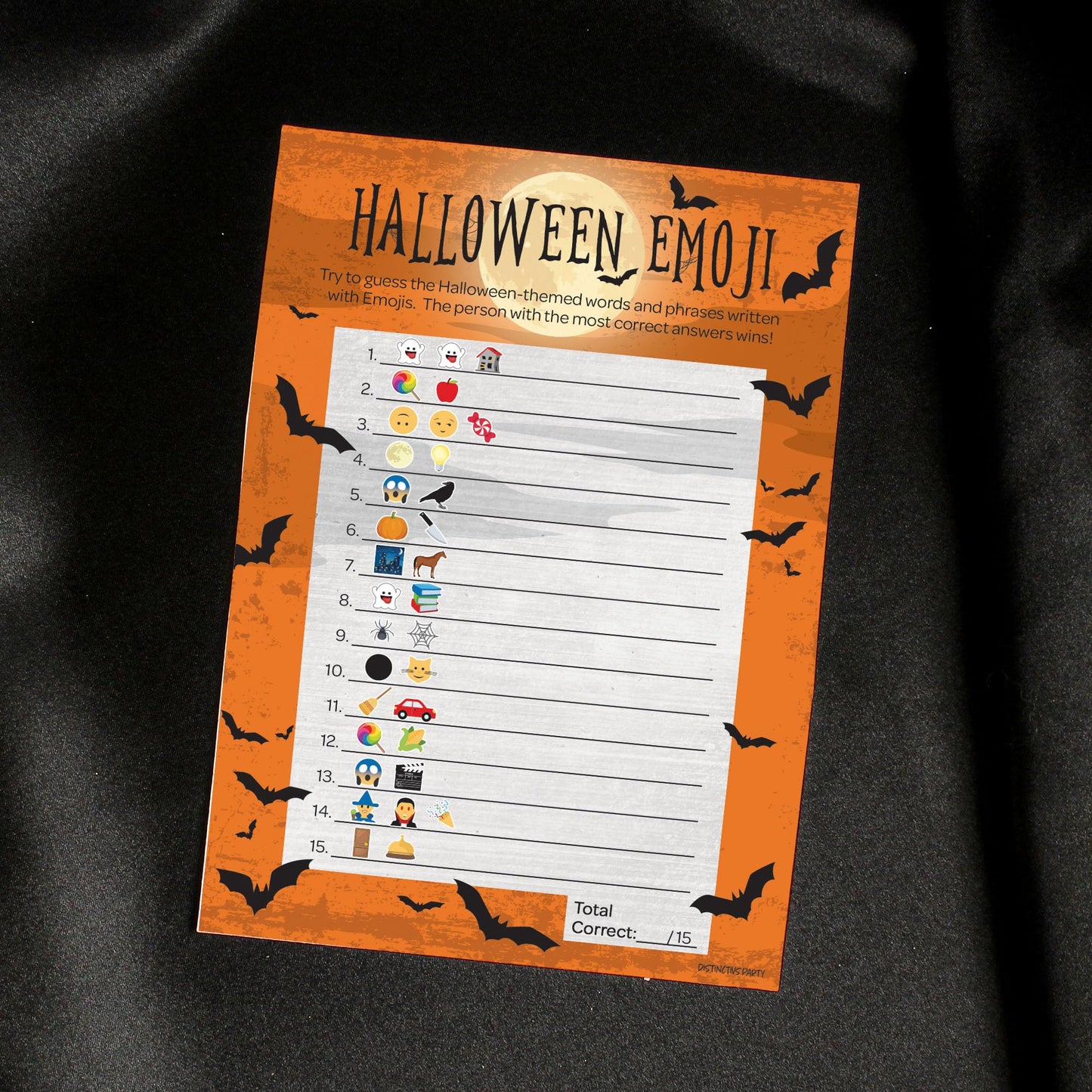 Distinctivs Halloween Party Emoji Guessing Game - Halloween Party Game And Activity For Kids - Fun School Activity - 25 Players