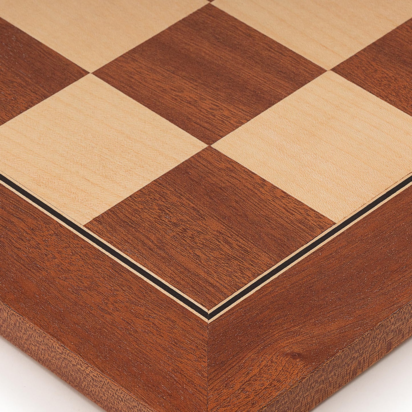 A&A 21.25' Professional Wooden Tournament Chess Board/Mahogany & Maple Inlaid / 2.25' Squares W/O Notation