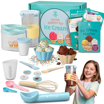 Tovla Jr. Kids Ice Cream Science Kit | Make Real Ice Cream with Reusable Tools | STEM Learning Activity & Gift Set Ages 5-12 | Includes Visual Recipes  Scoop  Bowls & Shaker