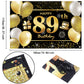 IMISI 89th Birthday Banner - Black Polyester Decoration for Men's Birthday Party