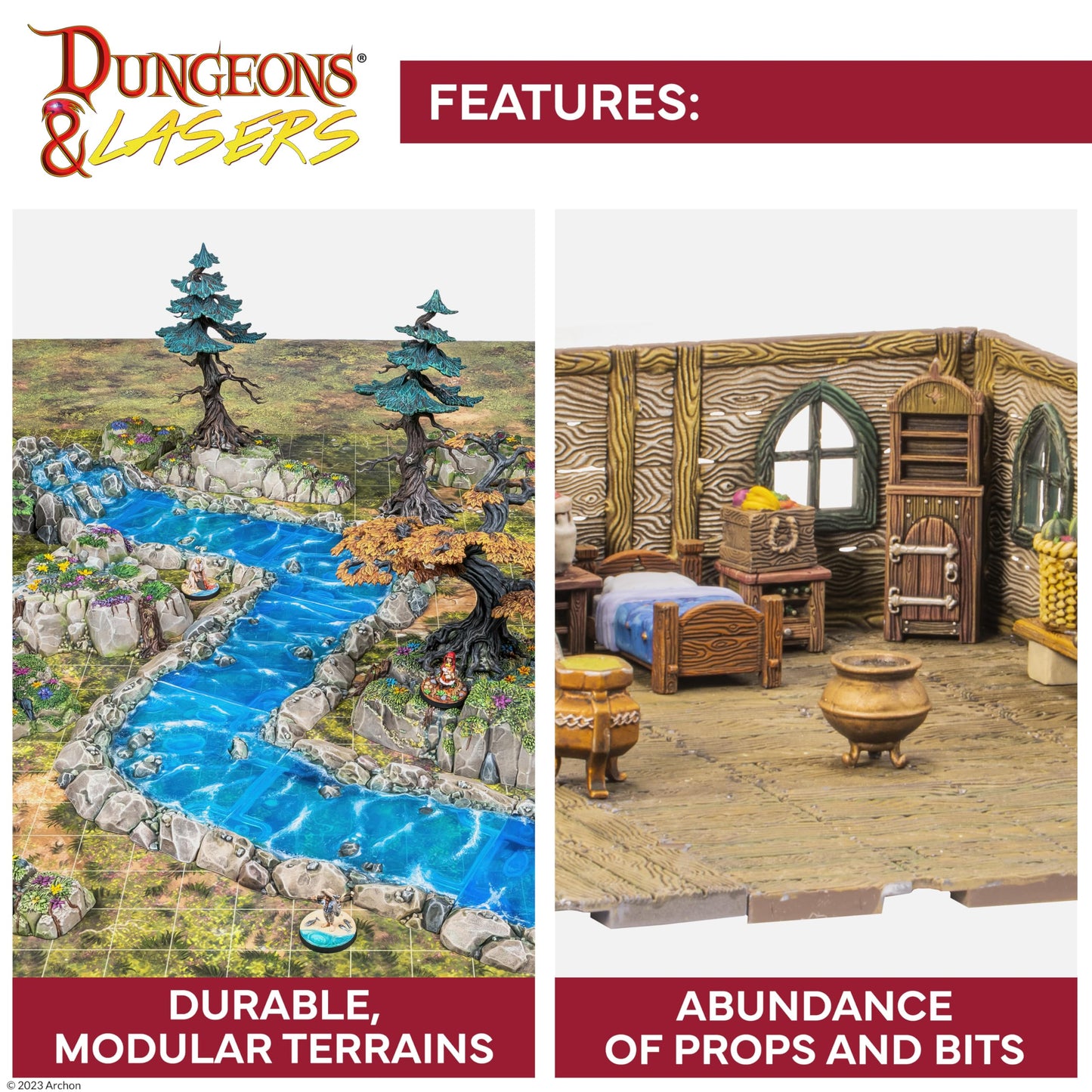 Dungeons & Lasers Fantasy Props Dnd Accessories Pack - 109 Piece Set Includes Miniature Elements And Bits For Tabletop Terrain A