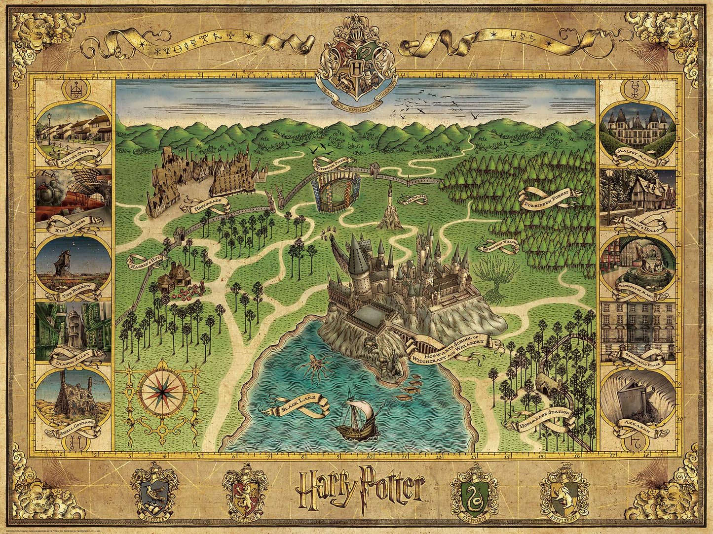 Ravensburger Hogwarts Map - 1500 Piece Jigsaw Puzzle for All Ages | Unique Softclick Technology  Vibrant Imagery | Educational and Fun | Ideal Gift for Harry Potter Fans