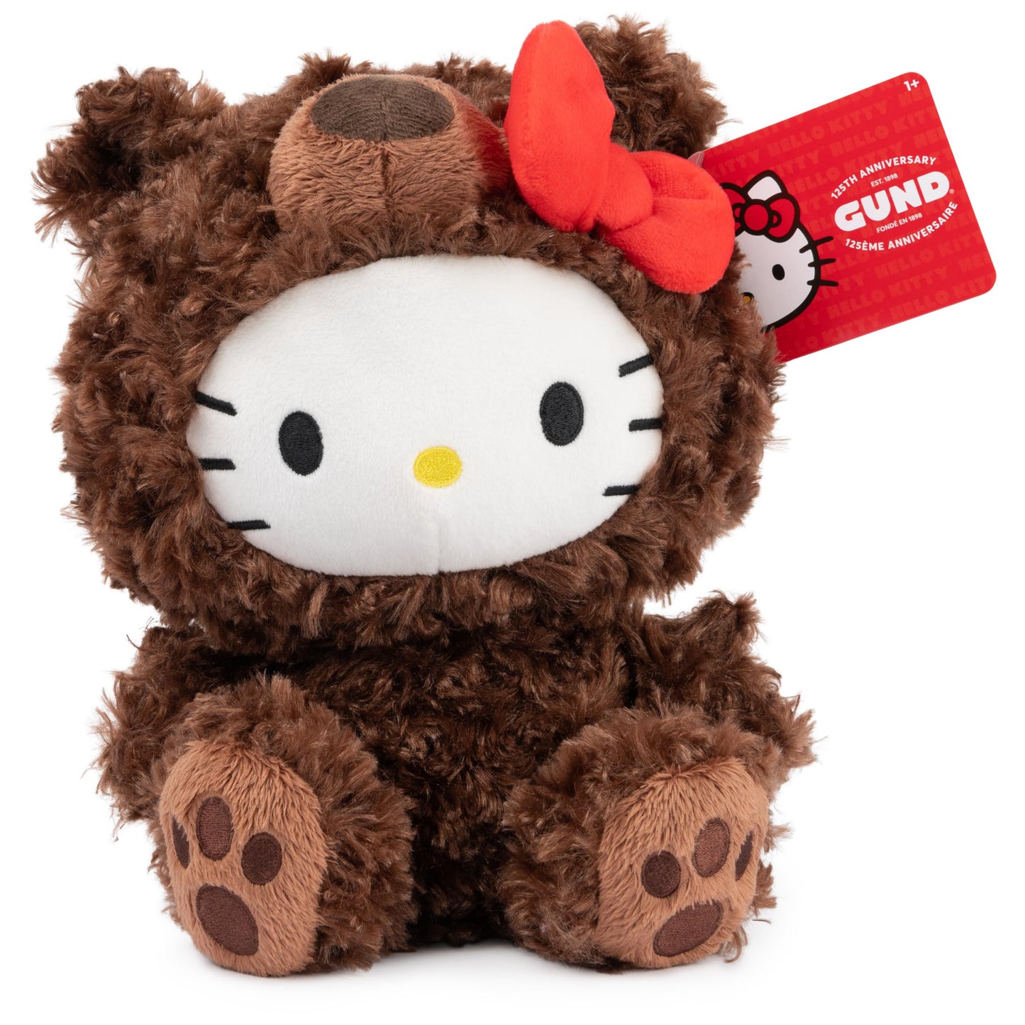 GUND Hello Kitty Philbin Teddy Bear Plush Toy, 10" Brown Stuffed Animal, Premium Plush for Ages 1 and Up, Model 6067449