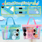 Collapsible Beach Buckets for Kids, 4 Packs Foldable Sand Buckets and Shovels with Mesh Beach Bag, Silicone Sand Pails for Toddl