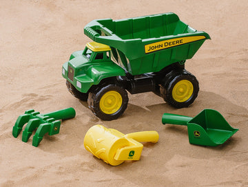 TOMY John Deere 15'' Big Scoop Dump Truck with Sand Tools, Brown/a