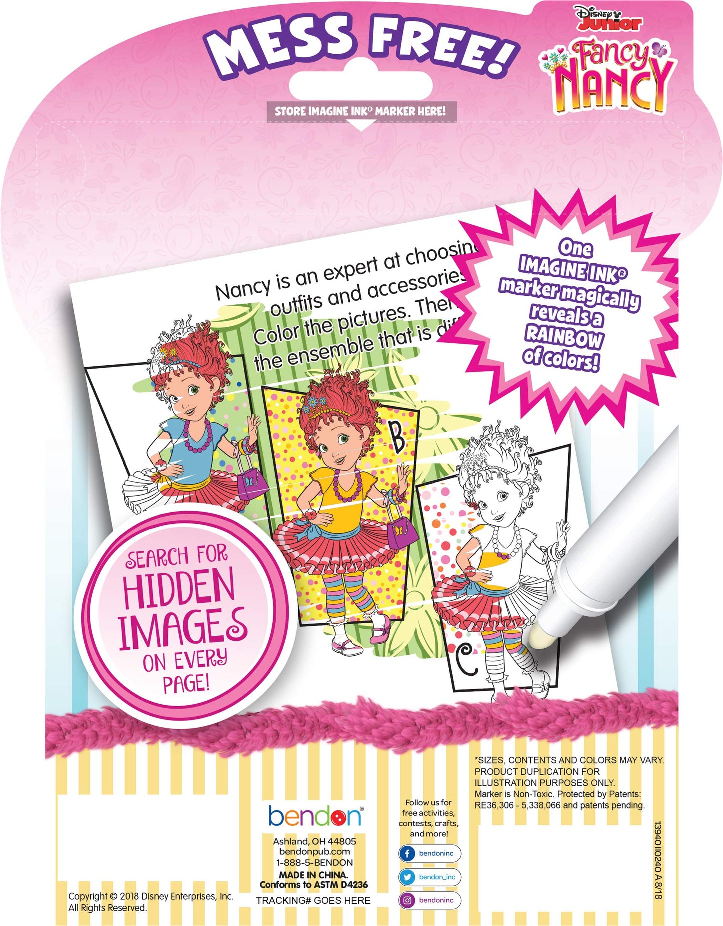 Bendon Disney Fancy Nancy Imagine Ink Magic Ink Pictures 24 Page Game Book 13940, Multicolored