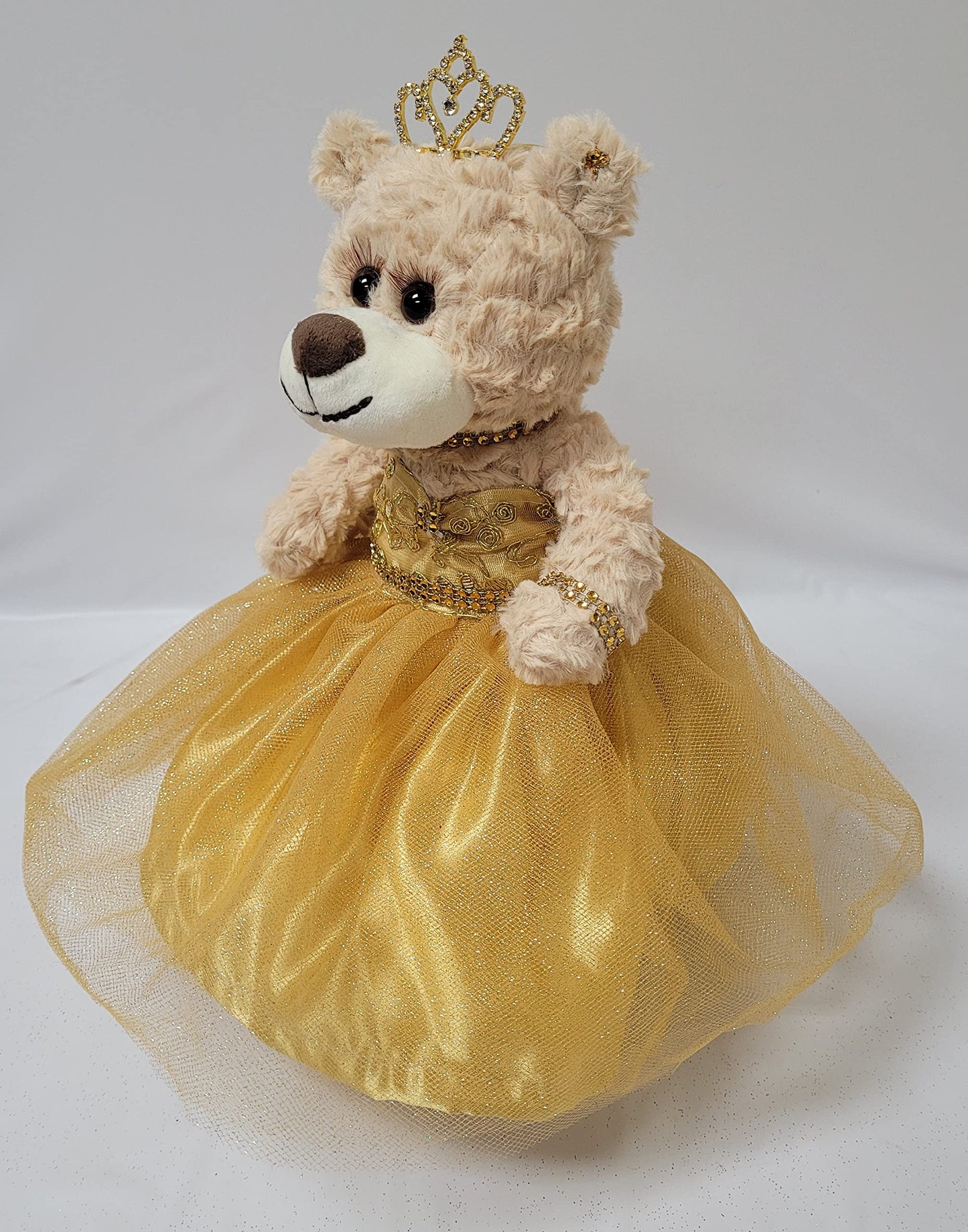 Kinnex Collections Since 1997 12'' Quince Anos Last Doll Teddy Bear With Dress (Centerpiece) ~ Arc09832-6 (Gold)
