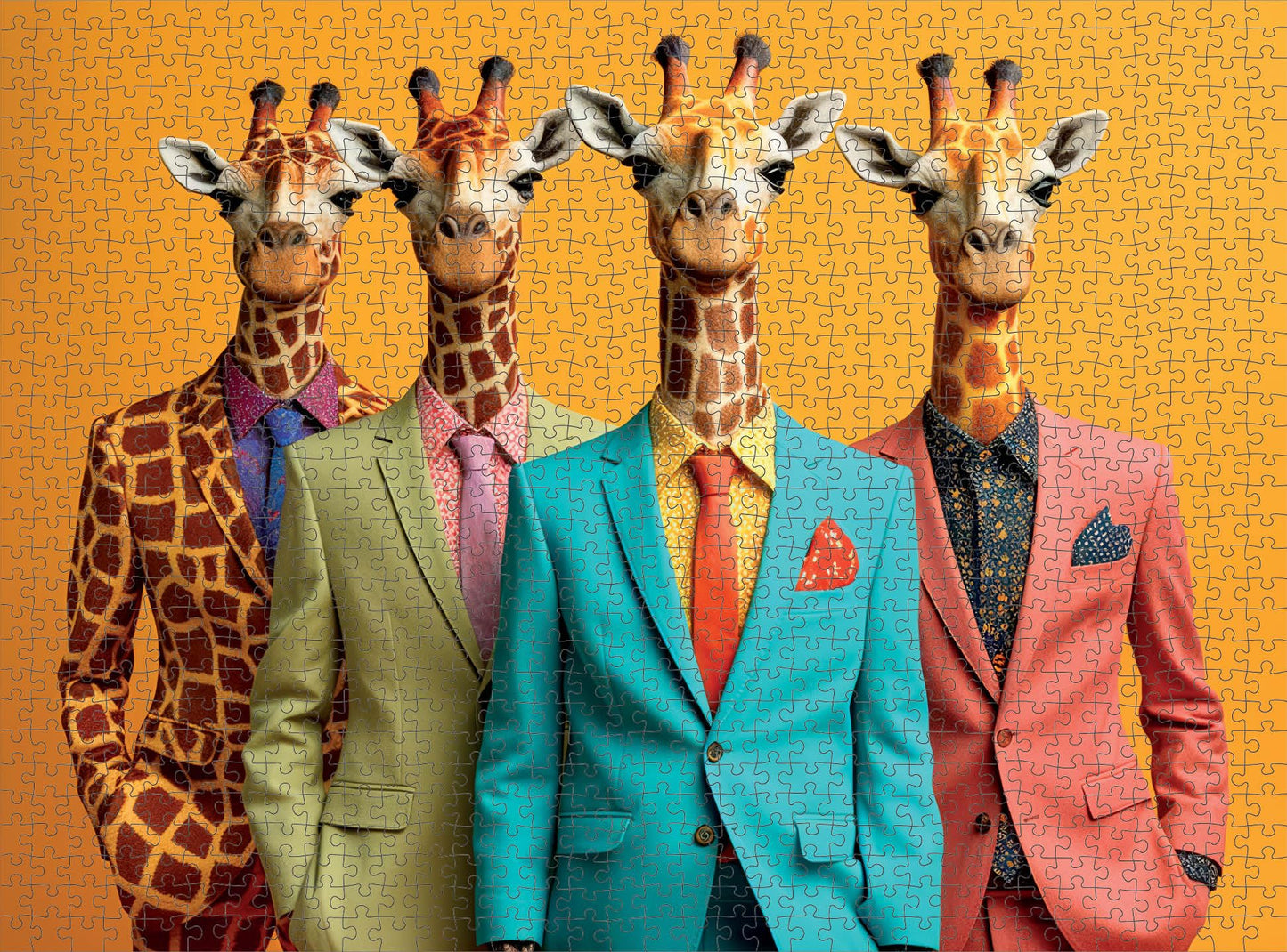Cross & Glory - The Fab Four Giraffes - 1000 Piece Jigsaw Puzzle for mature-themeds | Unique Artwork Jigsaw Puzzles | Fun | Challenging Brain Teaser