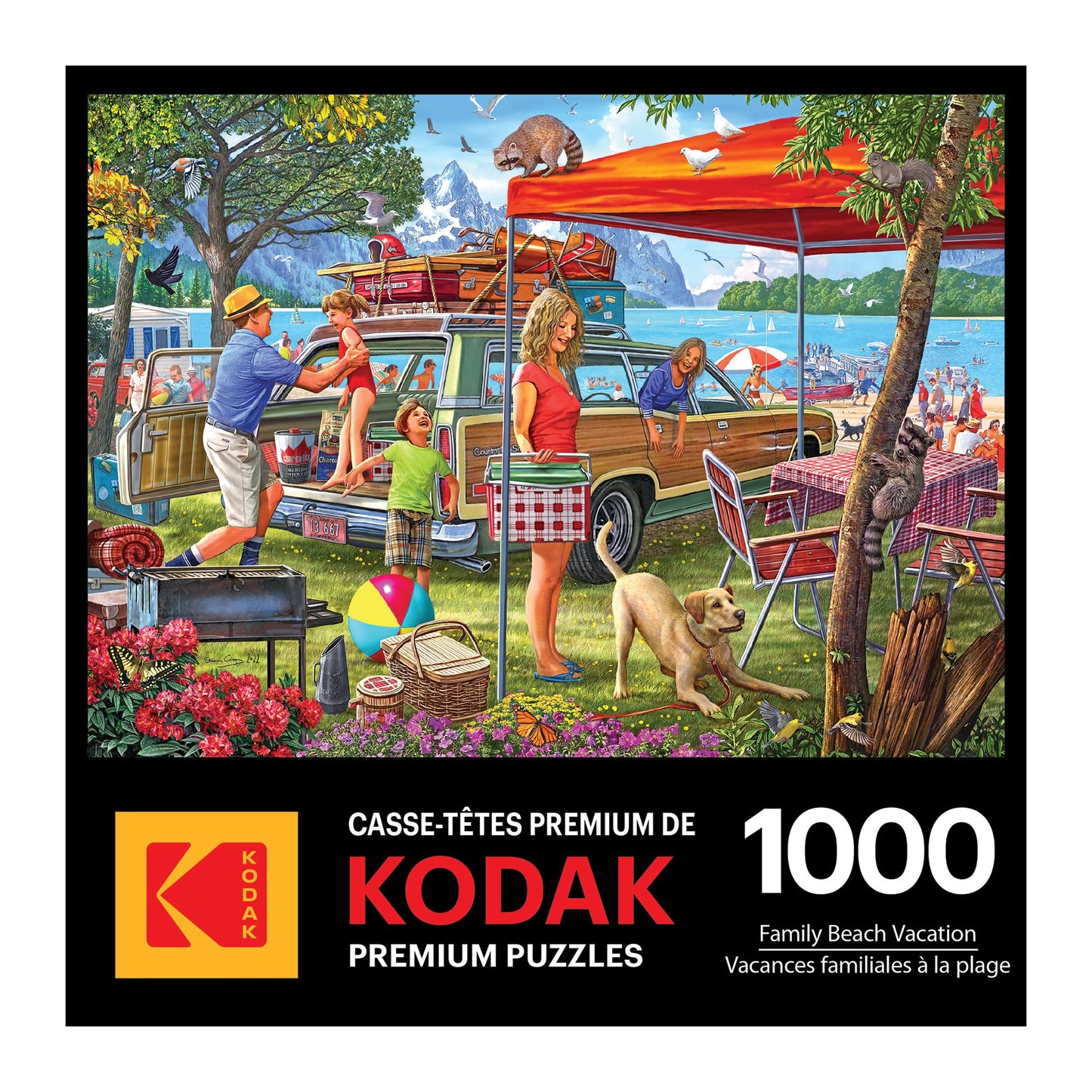 RoseArt 1000 Piece Jigsaw Puzzle - Kodak Premium Family Beach Vacation - Multi-colored Cardboard