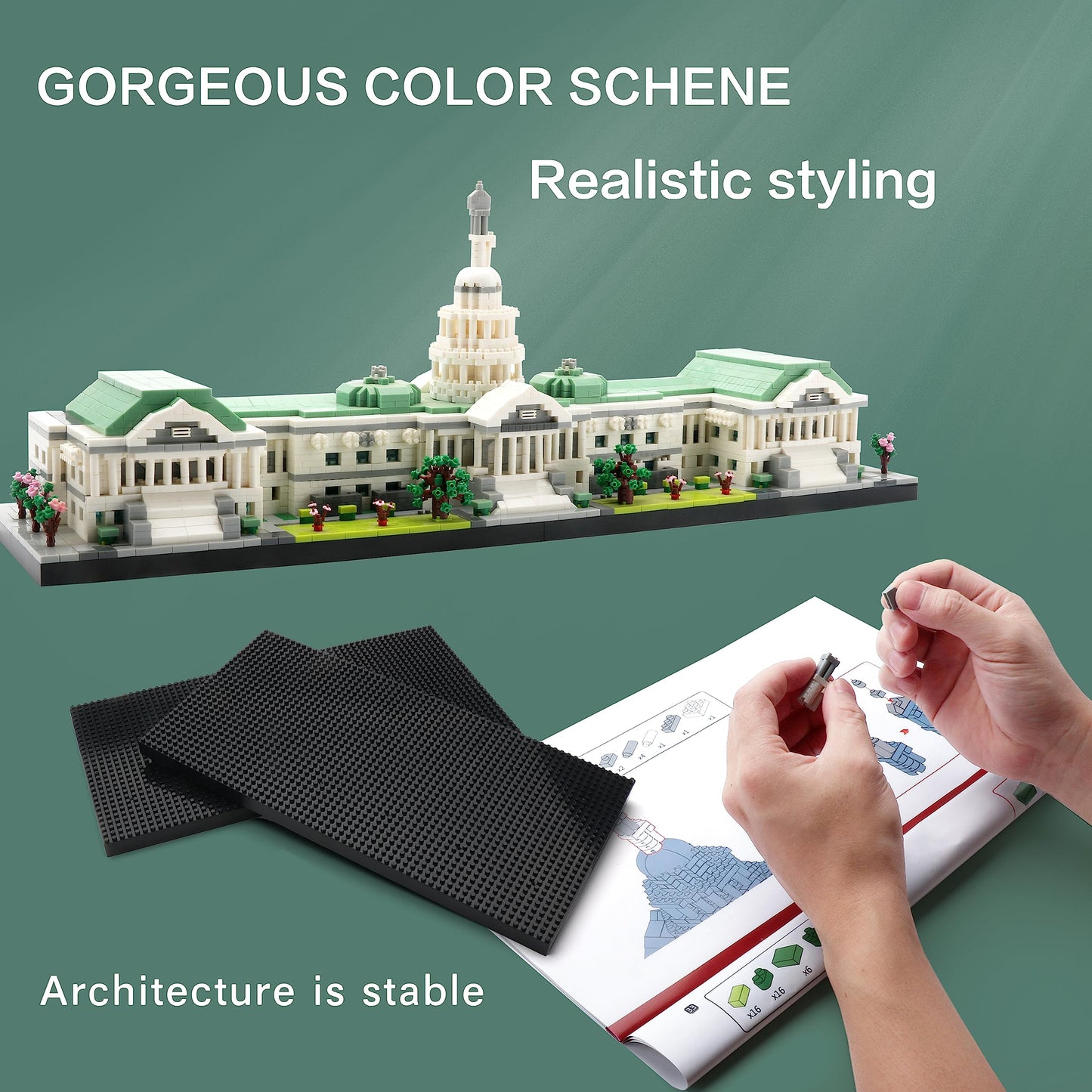 KLMEi Micro Mini Blocks United States Capitol Building Architecture Model Famous Landmark Collection Set  Toys Presents for mature-themed and Kid Age of 14+ 3630 PCS