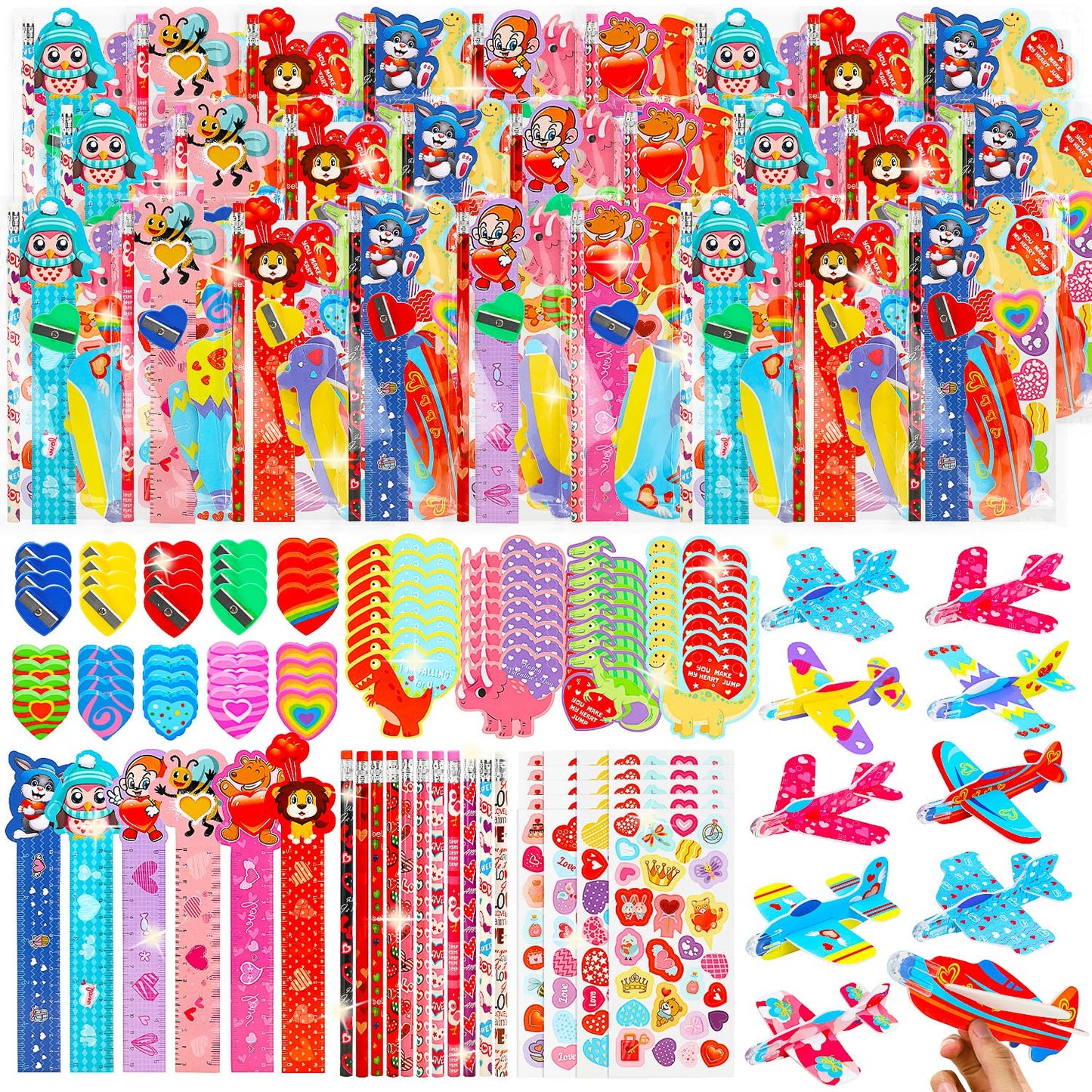 TOY Life 224 Pcs Valentines Day Goodie Bags for Kids Valentines Day Gifts for Kids Classroom Exchange 28 pack Valentines Day Gif