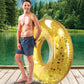 Cota Global Inflatable Gold Pool Float - enhanced Confetti Round Pool Float  Inflatable Swimming Tube Pool Ring Float for Kids and mature-themeds  Heavy Duty Floating Tube for Pool  Beach  or Lake - 48 Inches