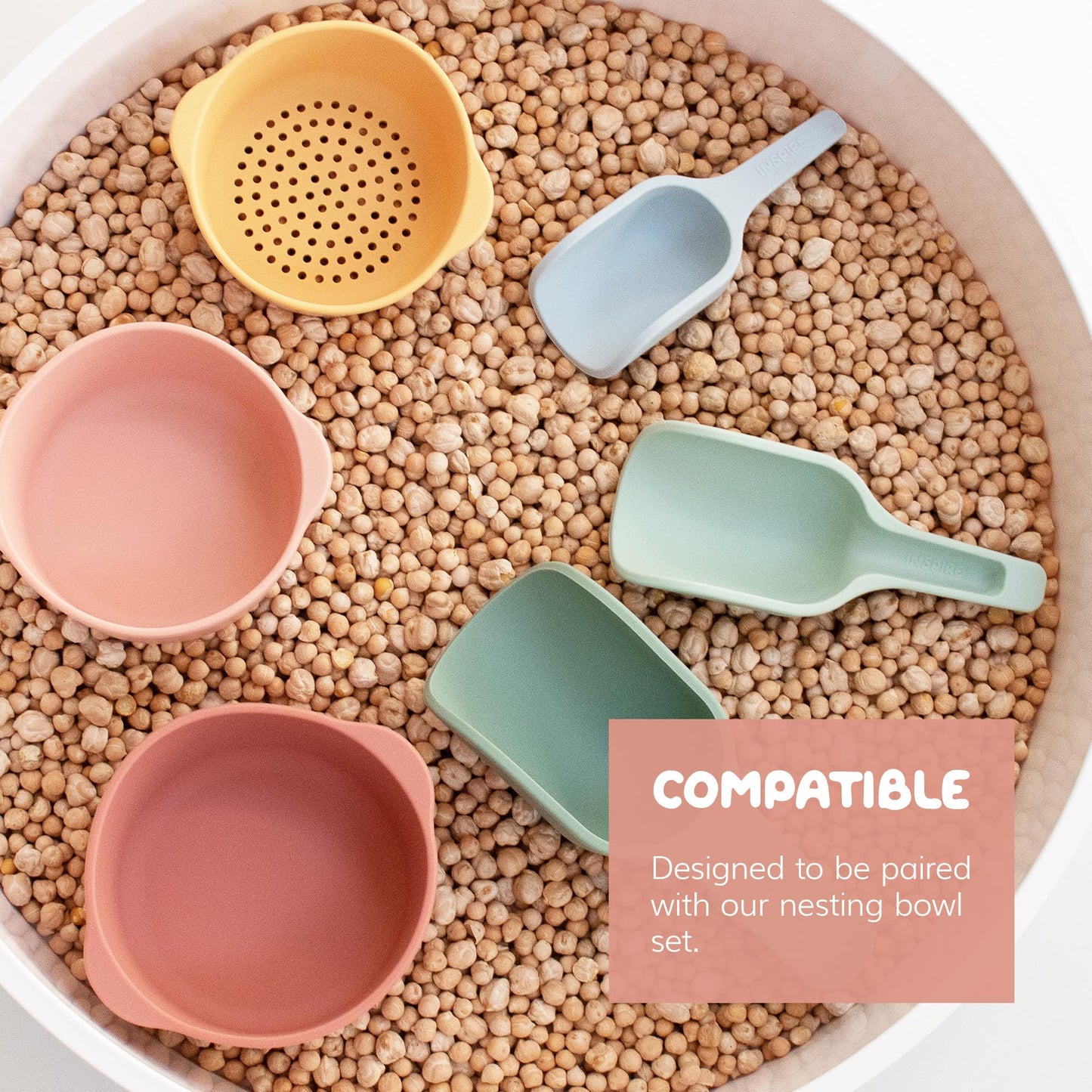 Inspire My Play - 3 X Silicone Nesting Scoops - Perfect For Sensory Playtray - Sensory Bin Accessories - Special Education Classroom Supplies - Montessori Education Toys - Multi-Purpose Shovel - Green
