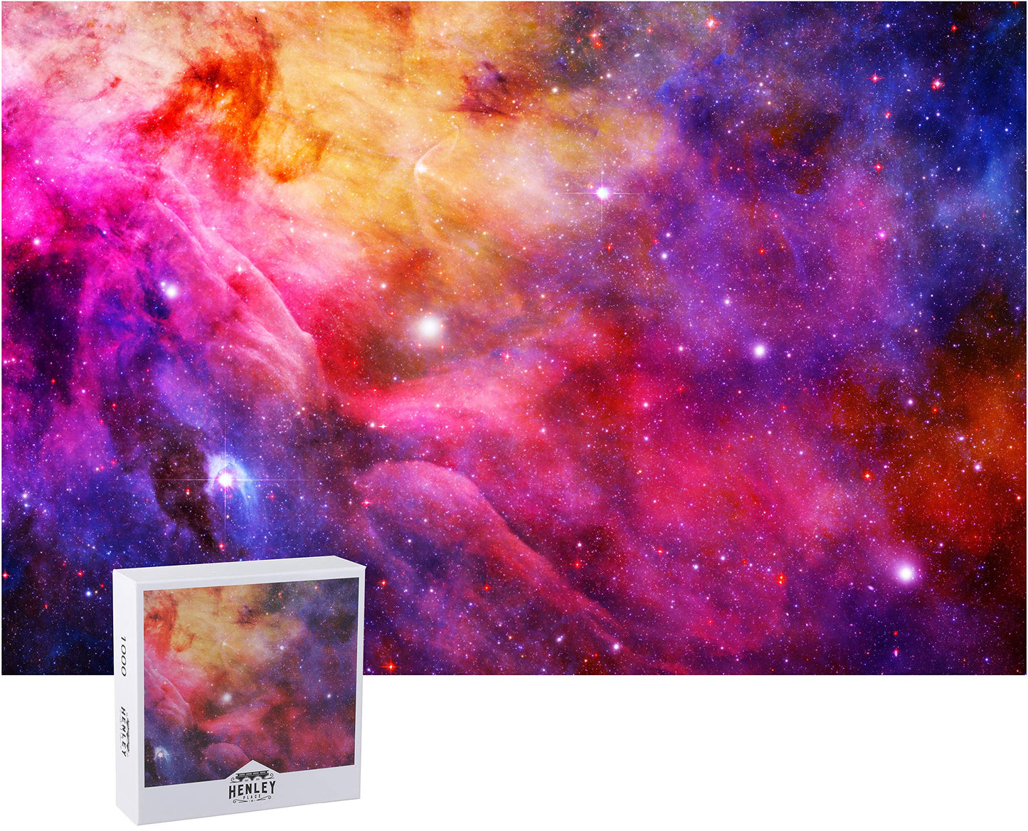 Henley Place Starry Galaxy Puzzle – Space Puzzle For Adults, Galaxy Invader 1000 Piece Stars And Nebula Illustration, Hard Puzzle For Family And Friends, 20X27 Inches