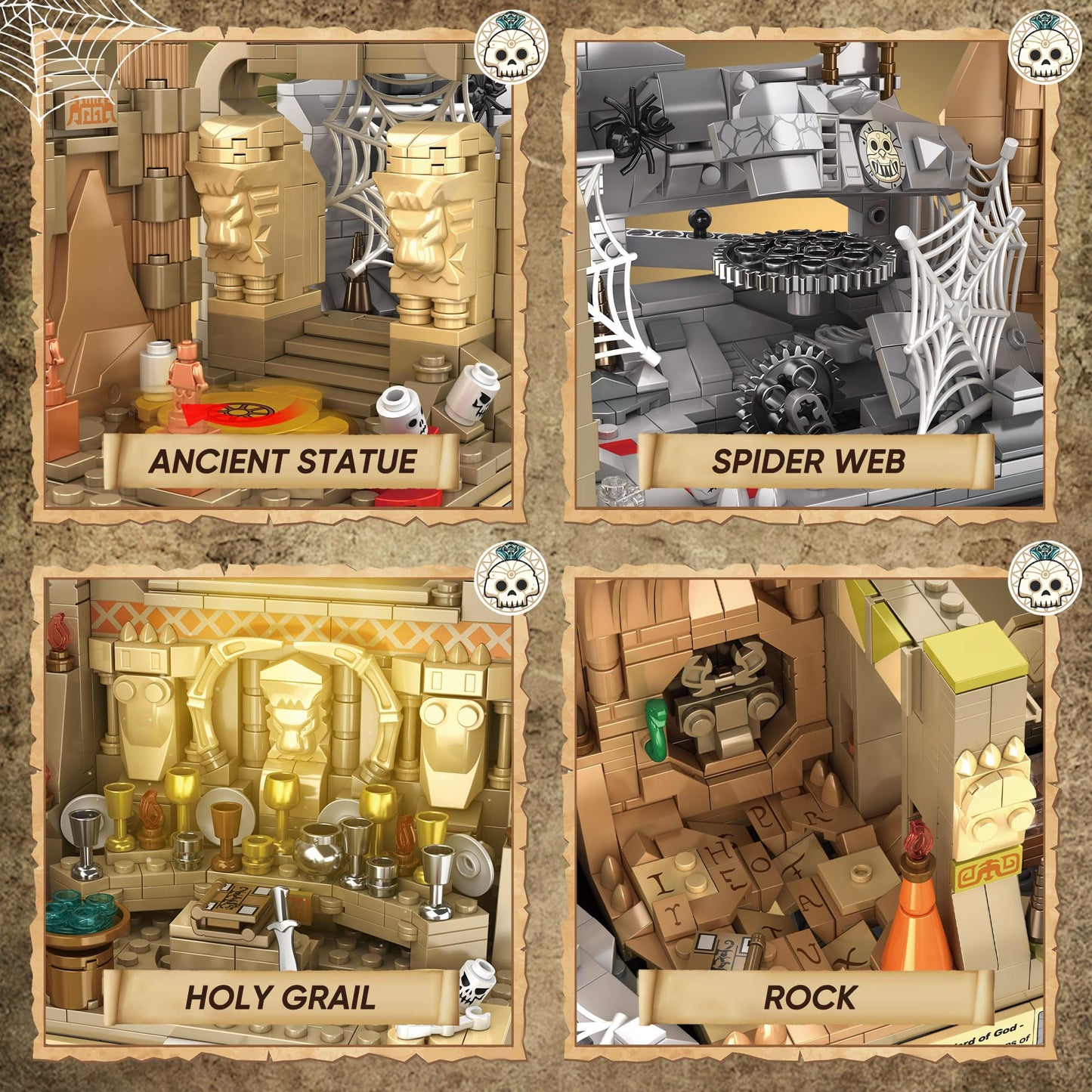 Qeinie Temple Building Set For Adults, Temple Of Golden Idol 5-In-1 Construction Building Toys, Classic Movie Scene Building Blo