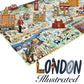 Jigsaw Puzzles 1000 Pieces For Adults - London Illustrated Theme 1000 Piece Puzzle - Adults And Kids Jigsaw Puzzle London Includ