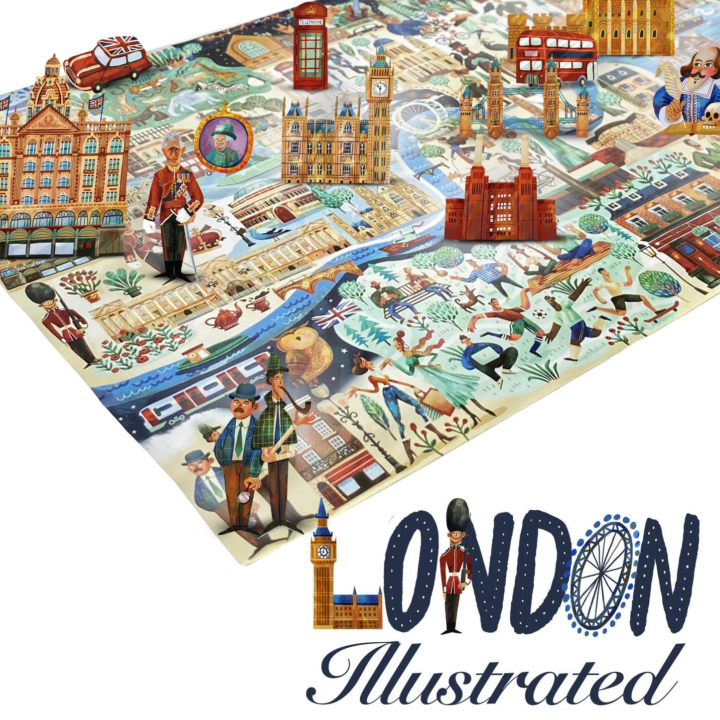 Jigsaw Puzzles 1000 Pieces For Adults - London Illustrated Theme 1000 Piece Puzzle - Adults And Kids Jigsaw Puzzle London Includ