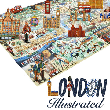 Jigsaw Puzzles 1000 Pieces For Adults - London Illustrated Theme 1000 Piece Puzzle - Adults And Kids Jigsaw Puzzle London Includ