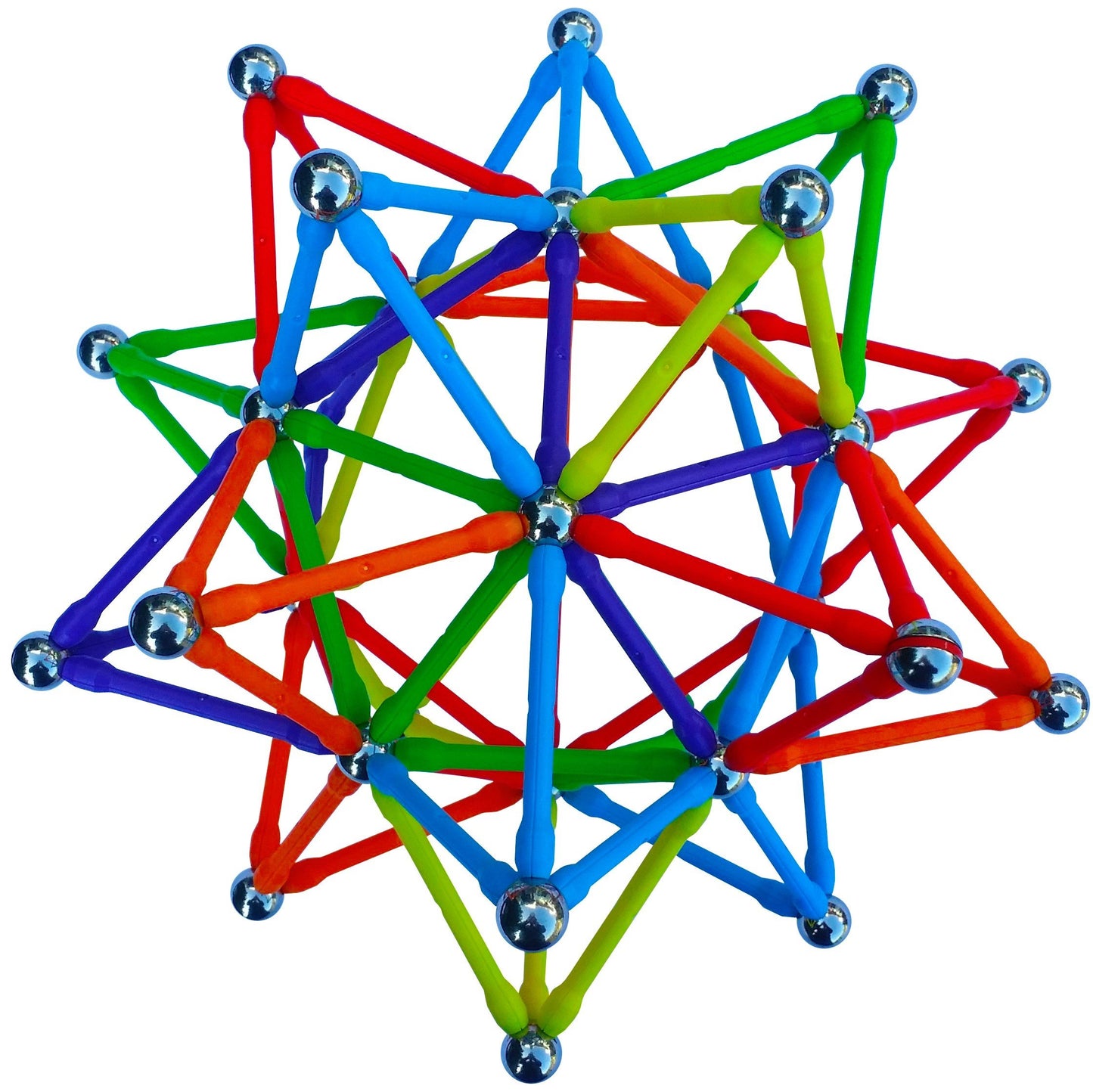 Magz Super 300 Magnetic Building Set Consisting Of 176 Magnetized Rods (2.3' Long) And 124 Nickel Plated Steel Balls (0.5' In Diameter) In A Wooden Box, Offered