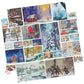 24 Jigsaw Puzzle Bundle, Holiday Winter Snow Illustration Landscape, 1000, 500, 300, 100, 48, 24 Pieces, for Kids and Adults Age