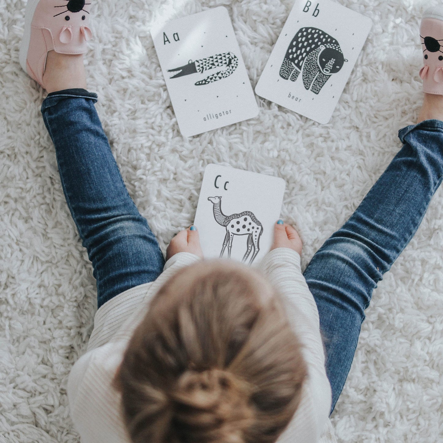 Wee Gallery Educational Flashcards For Babies, Black And White Animal Alphabet Learning Cards, Double Sided, Ideal For Visual Stimulation, Cognitive Development In Babies And Toddlers
