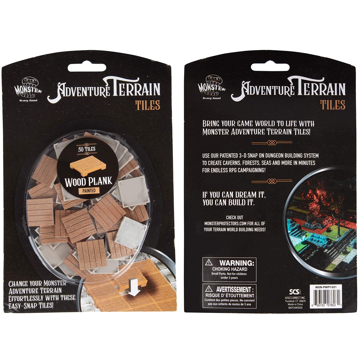 Monster Adventure Terrain- 50Pc Wood Plank Tile Expansion Pack- Hand-Painted 1X1 - Tile Set- Amazing Tabletop Terrain In Minute- Customize Your D&D And Pathfinder Dungeons