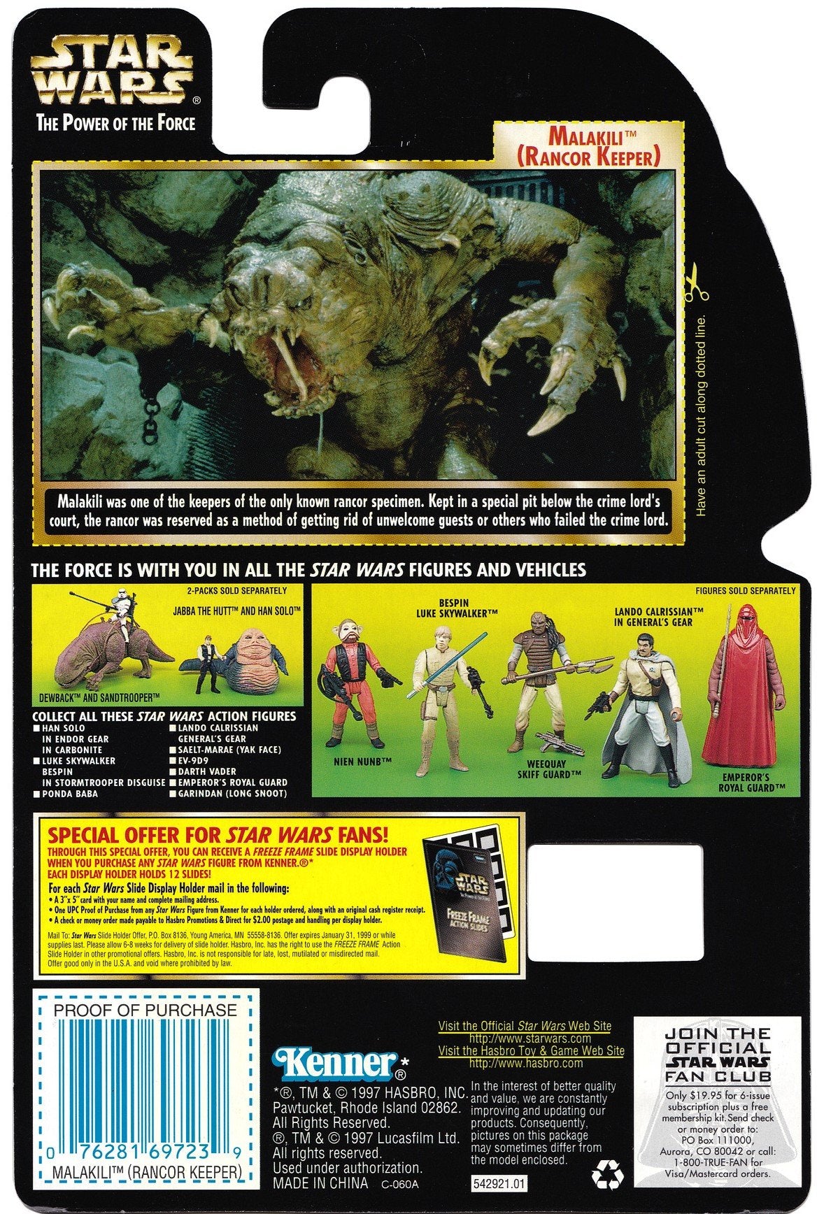 Star Wars The Power Of The Force Freeze Frame Malakili (Rancor Keeper) Action Figure 3.75 Inches