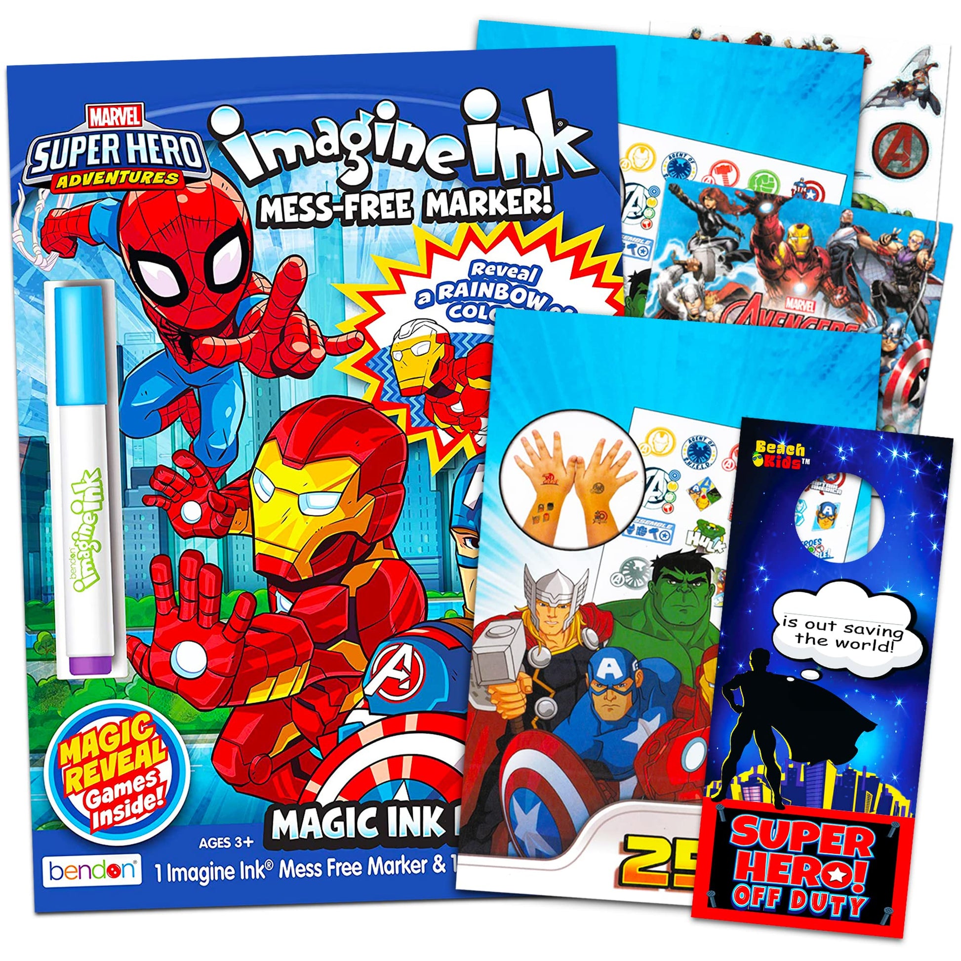 Marvel Super Hero Adventures Imagine Ink Coloring Book Activity Set ~ No Mess Magic Ink Activity Book with Avengers Stickers and