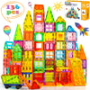 Stlloys Magnetic Tiles, 136 PCS Magnetic Building Blocks with 2 Cars, Magnet Tiles Construction Building Toys, STEM Sensory Toys