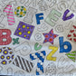 The Coloring Table - Learning Fun Design - Square Tablecloth - Fabric Coloring Tablecloth - Colorable Designs - Washable And Reu