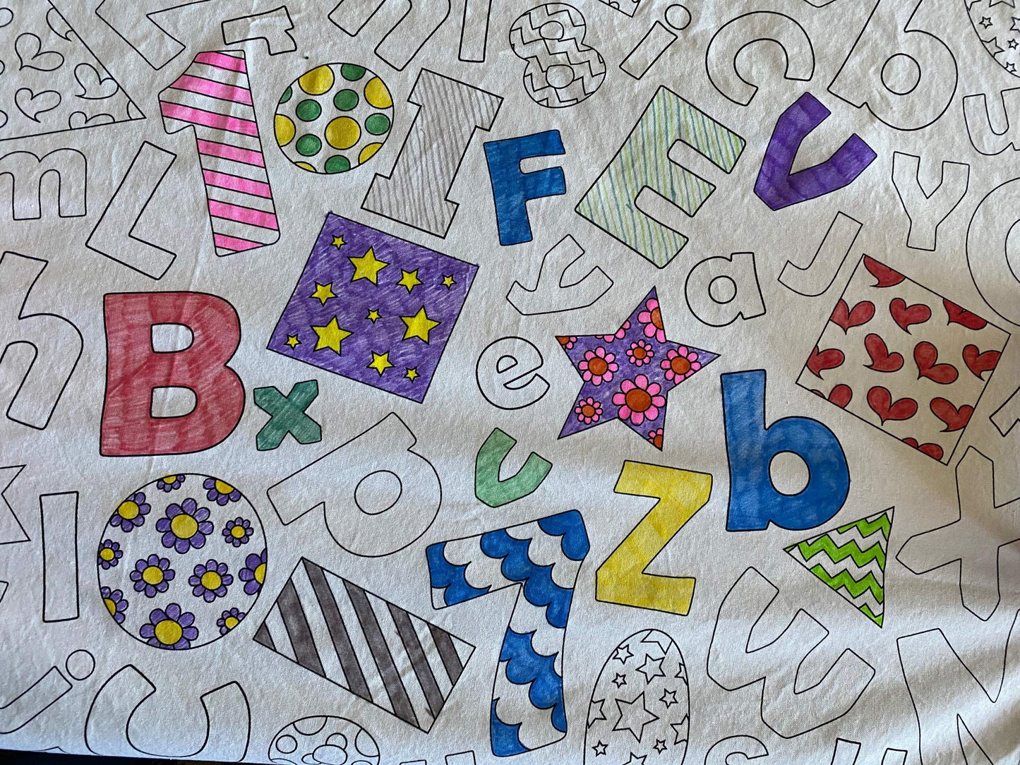 The Coloring Table - Learning Fun Design - Square Tablecloth - Fabric Coloring Tablecloth - Colorable Designs - Washable And Reu