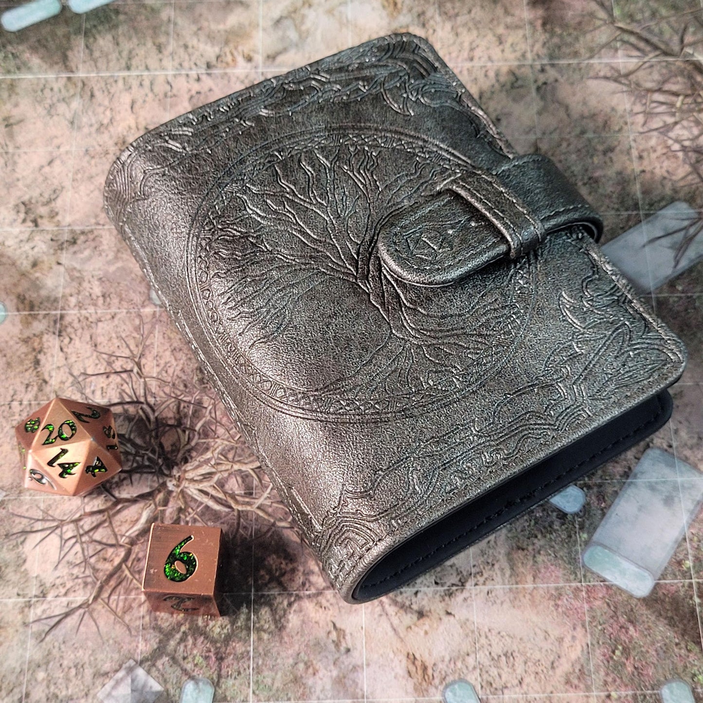 Forged Dice Co. Book of Incantations - Druid Edition Spell Card Book - Faux Leather, Druid Pewter, Model FG-BI-DRUID-PTR