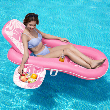 SLOOSH Pool Floats Lounger Adult, Fabric Pool Floaties Lounge Convertible 2-in-1 Floating Water Floaty with Cup Holders Adjustab