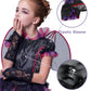 IKALI Halloween Vampire Bat Costume for Girls with Wings,Kids Gothic Darkness Fancy Dress Outfit