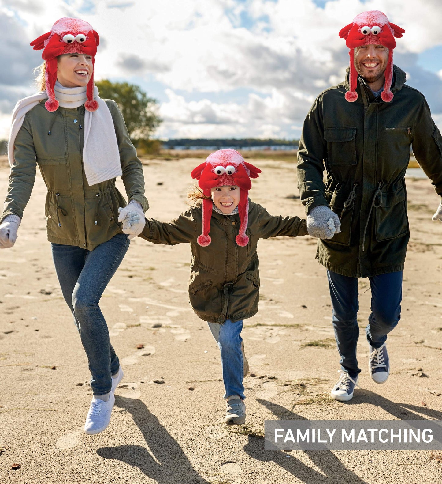 Puzzled Red Lobster Plush Hat - Super Soft and Cozy Fleece Hat With Ear Flaps, Funny Party Costume Toy for Kids & Teens - One Si