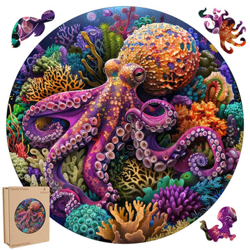 Ruikiyart Wooden Puzzles for mature-themeds  Octopus Wooden Jigsaw Puzzles 500pcs Unique Shape mature-themed Puzzles Family Game Fabulous Gift for Kids and mature-themeds on Birthday Thanksgiving Christmas 16.7 x16.7 Inches