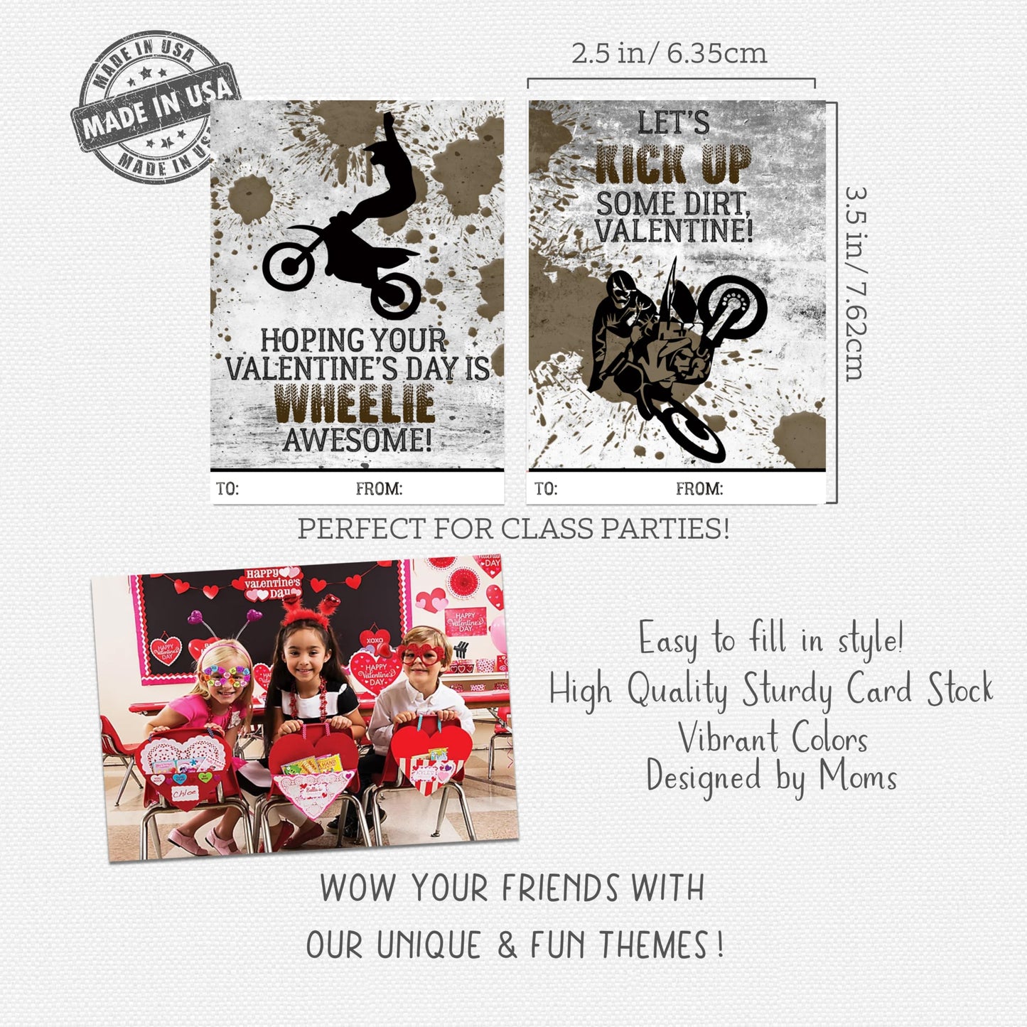 Silly Goose Gifts Dirt Bike Motorcycle Motor Themed Kid Valentine'S Day Card Set (Set Of 25) Valentine School Classroom Sharing