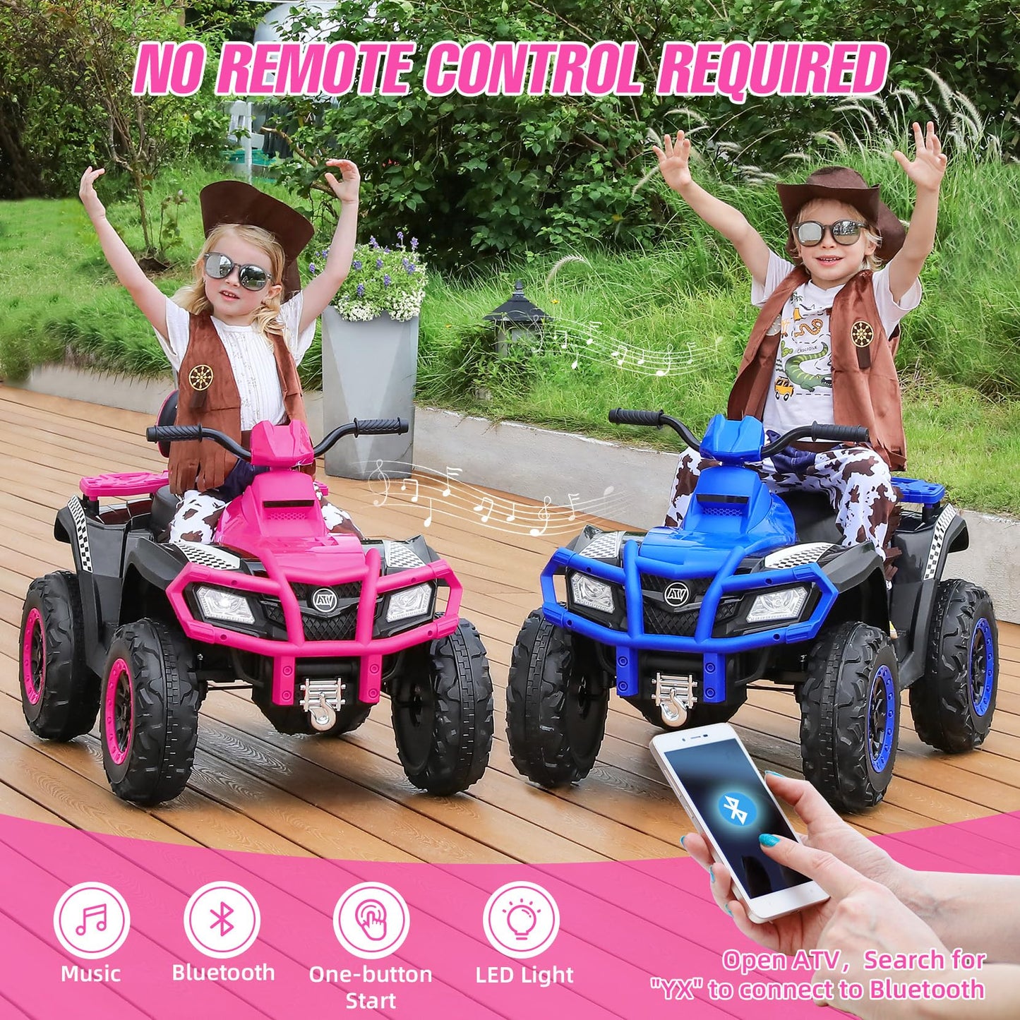 Elemara 2 Seater Ride On Atv For Big Kids, 4 Wheeler Quad Ride On Toy With 10Ah Battery,2 * 80 W Motor, 4Mph Max Speed, Battery