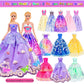 91Pcs 11.5 Inch Girl Doll With Clothes Accessories And Closet, Princess Gowns, Fashion Dresses, Outfits ,Swimsuits, Shoes, Hangers, Doll Dress Up Toys For Girls Kids Toddlers Toy (Include Doll)