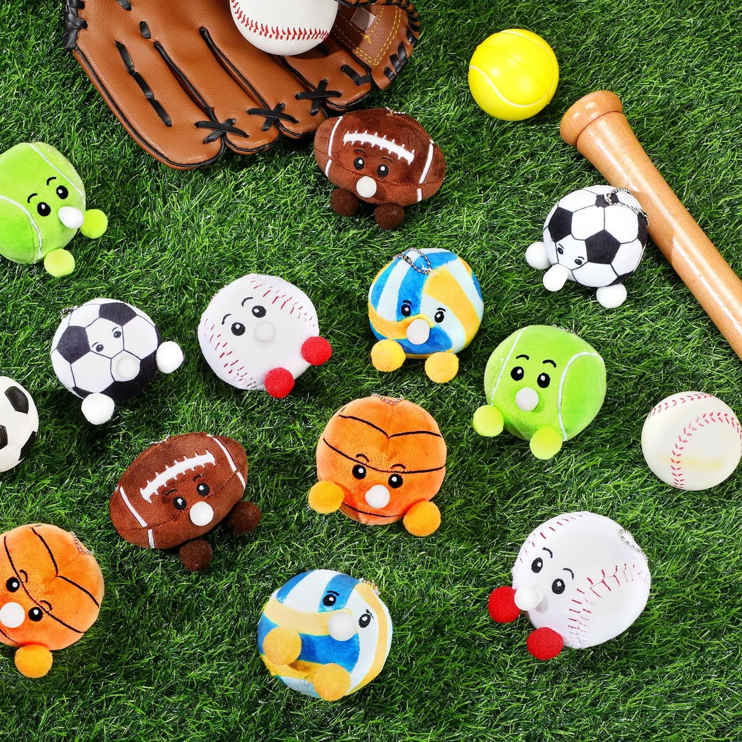 HyDren 6 Pcs Sports Party Favors Mini Stress Balls for mature-themed Kids  3.15 Inch Plush Baseball Sensory Squeeze Basketball Soccer Football Toy Gift for Stress Anxiety Relief  Themed Birthday Party Favor