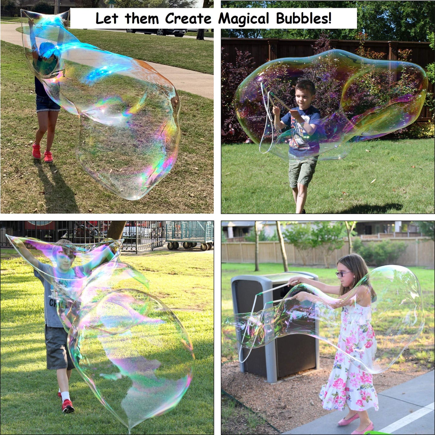 | Made In Usa | Includes Two Wooden Wands, A Tips/Tricks Booklet, And 1 Large Bottle Of Bubble Mix - Makes Gallons Of Big Bubble Solution For Parties And Fun (Party: 2 Wands And Large Mix)
