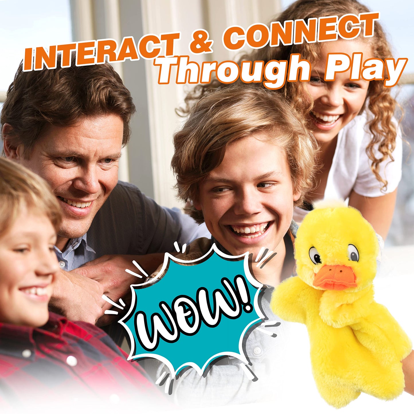 Easfan Duck Hand Puppet Plush Interactive Animal Toy For Role Play Storytelling Preschool Teaching Christmas Birthday Gifts For Kids Boys Girls Yellow, 11''