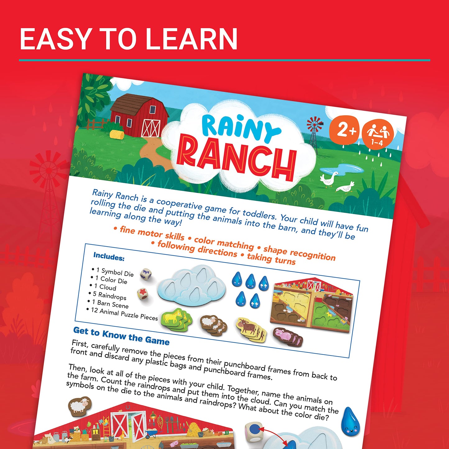 Ravensburger Rainy Ranch Cooperative Game for Toddlers - Cardboard, Skill Development, Imagination, Model 20939