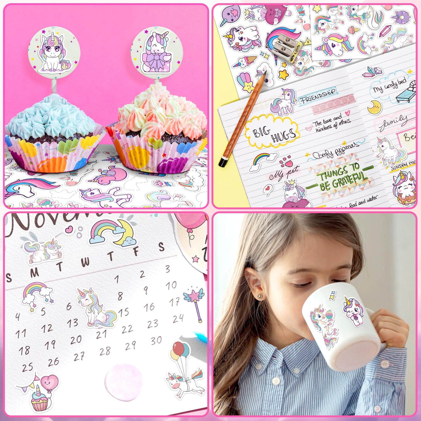 Linaye 24 Sheets Unicorn Stickers For Kids Girls, 1100 Pcs Cute Unicorn Stickers For Scrapbooking,Water Bottles,Envelopes,Gifts