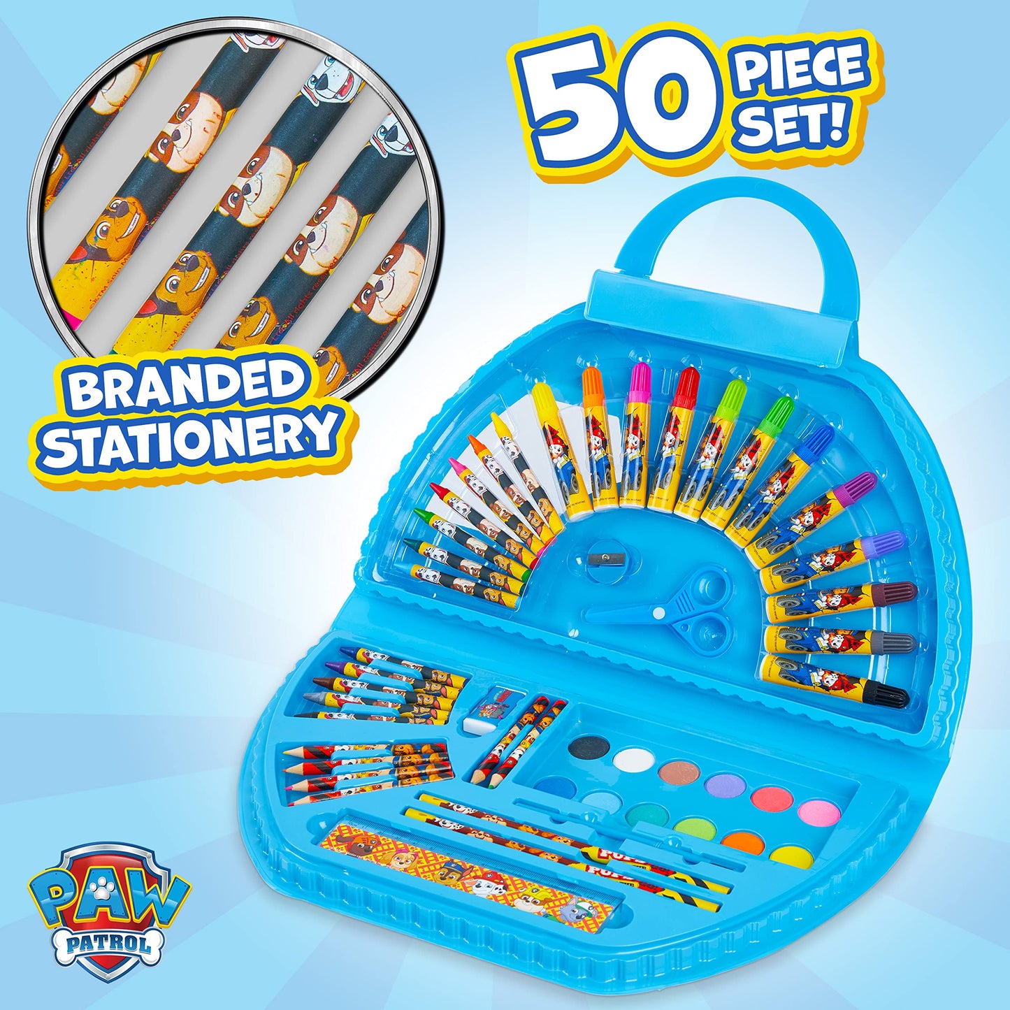 Paw Patrol Art Set, Colouring Sets for Children, Over 40 Art Supplies for Kids (Blue)