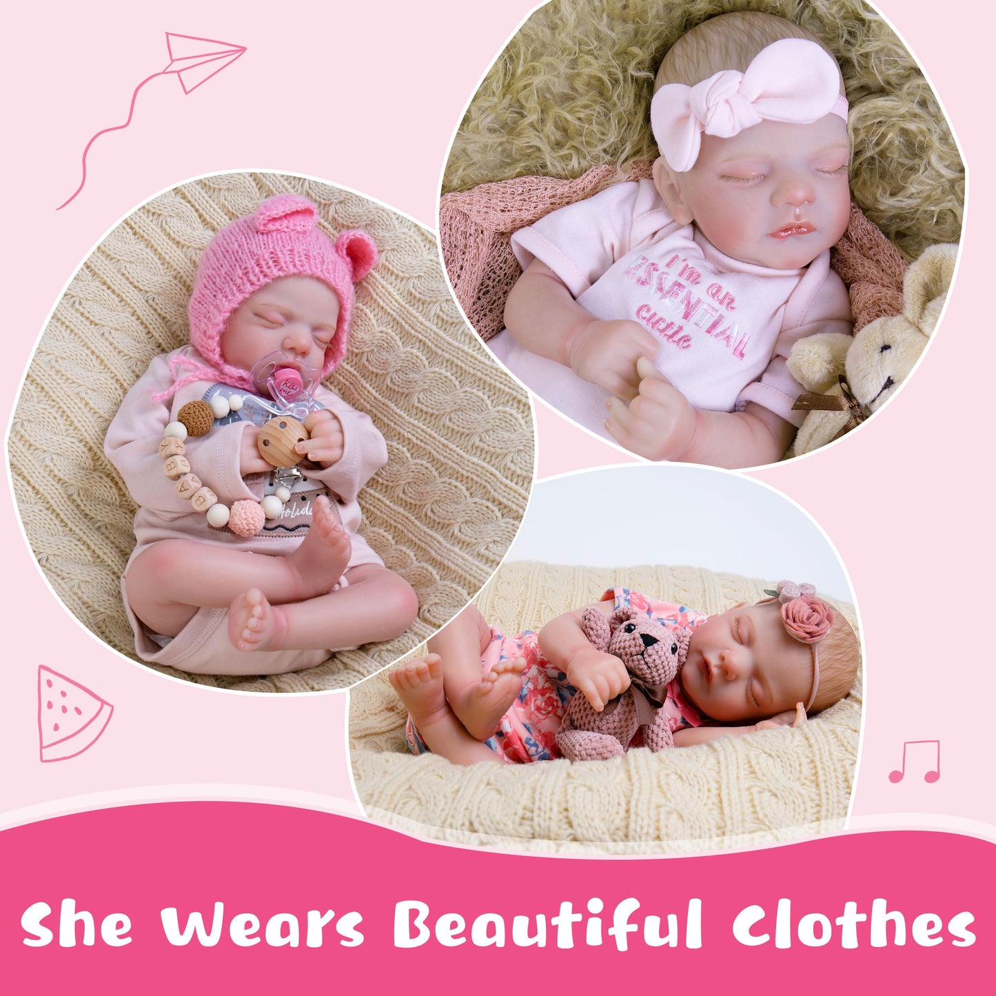 EKOKIZ Reborn Baby Dolls 18-Inch Soft Skin Realistic Baby Dolls Cloth Body Sleeping Girl Baby Dolls That Look Real Newborn Baby